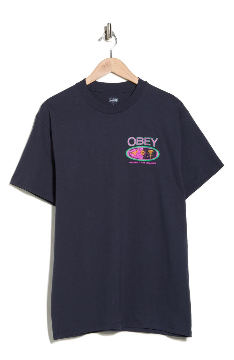 Obey Duality of Humanity Graphic T-Shirt, Alternate, color, Navy
