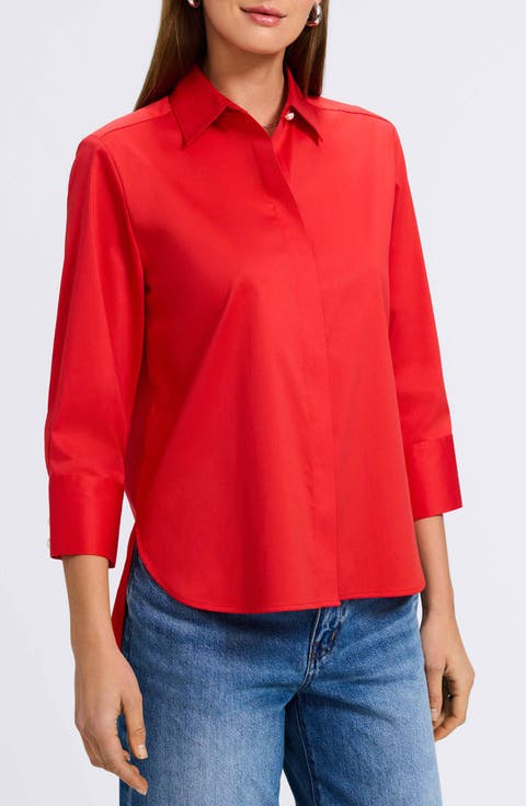 Pearl Three-Quarter Sleeve Button-Up Shirt