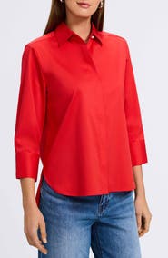 Foxcroft Pearl Three-Quarter Sleeve Button-Up Shirt