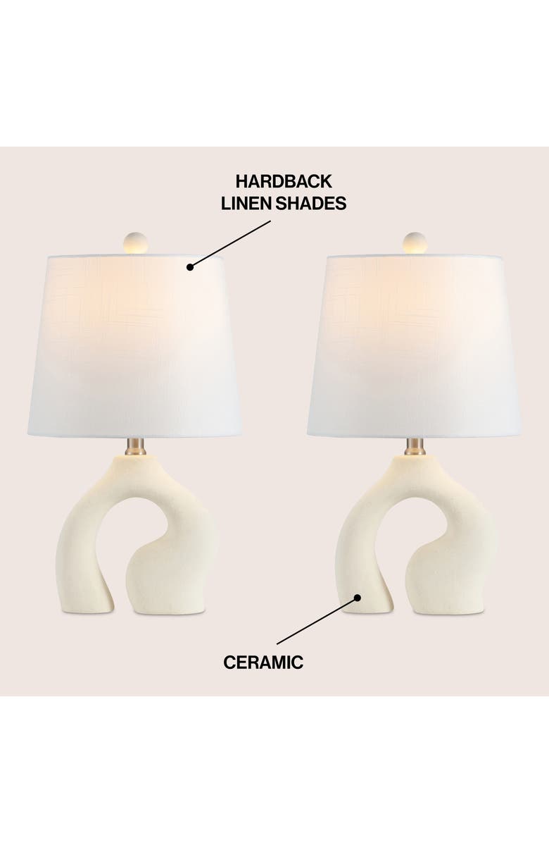 JONATHAN Y Tula 19" Scandinavian Minimalist Ceramic Arch LED Table Lamp, Alternate, color, Cream