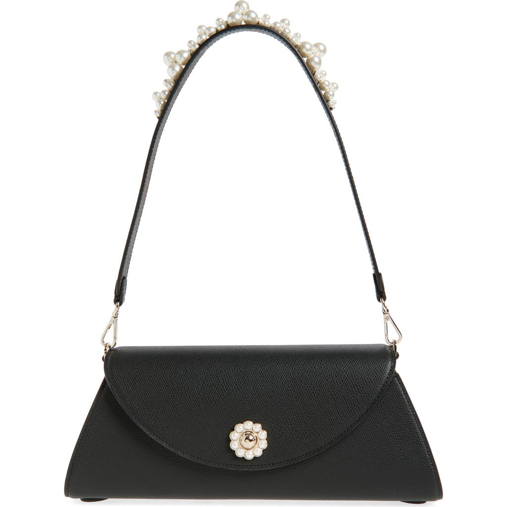 Simone Rocha Pochette Valentine Leather Shoulder Bag In Black/pearl