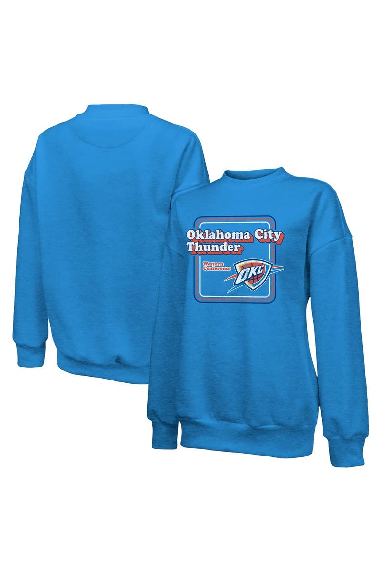 Women's Majestic Threads Blue Oklahoma City Thunder Classic Tri-Blend Pullover Sweatshirt, Main, color, Blue
