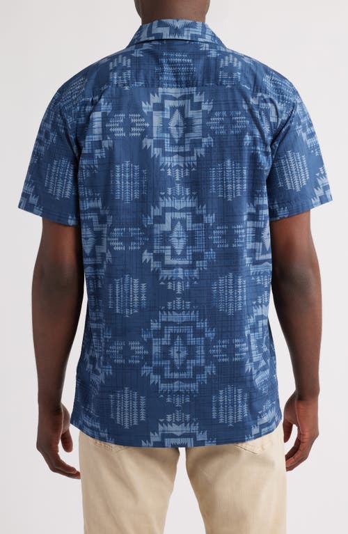 Pendleton Geo Pattern Cotton Camp Shirt In Harding Navy