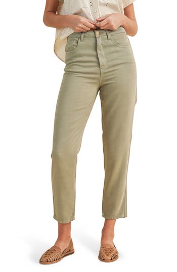 Wishlist Tencel™ Lyocell Crop Straight Leg Pants In Green