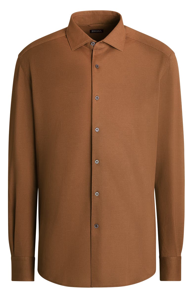 ZEGNA Cotton Jersey Button-Up Shirt, Alternate, color, 
