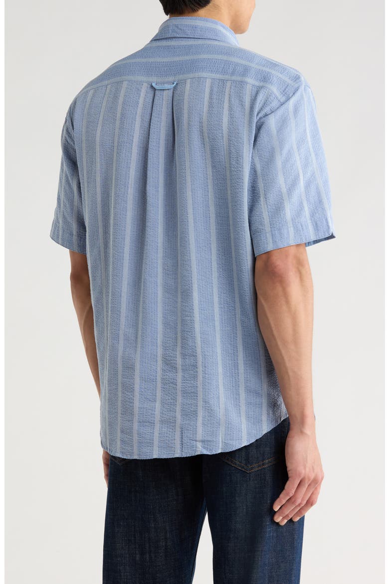 Nova Wave Short Sleeve Seersucker Button-Up Shirt, Alternate, color, DOCKSIDE BLUE