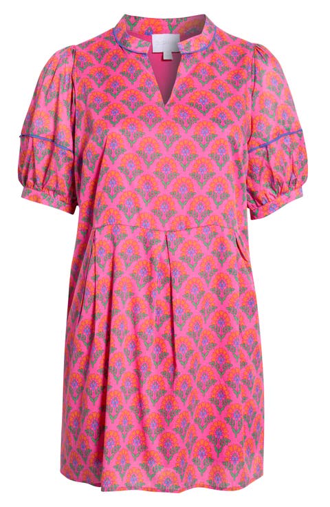 Fawna Floral Cotton Shift Minidress (Plus)