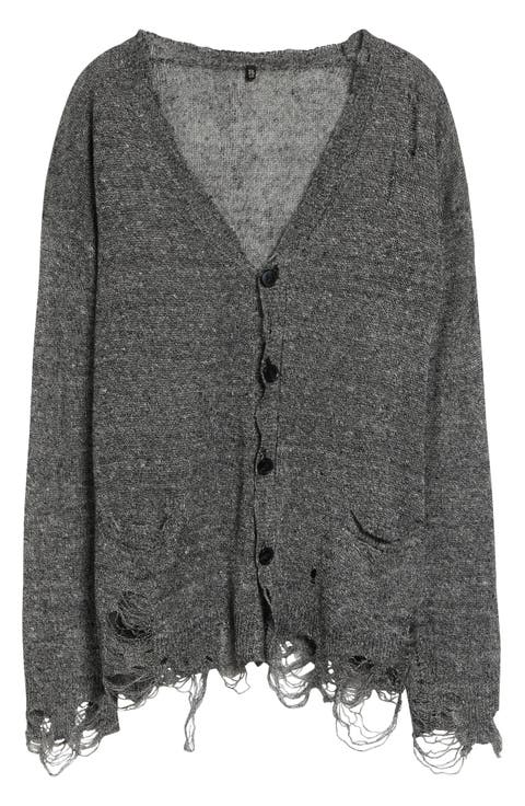 Ripped Linen Cardigan