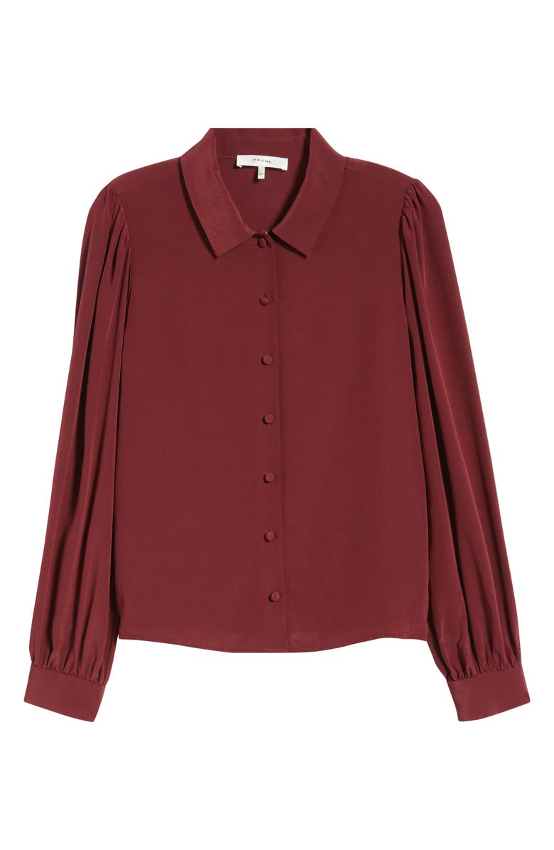 FRAME Staple Silk Button-Up Shirt, Alternate, color, Pinot