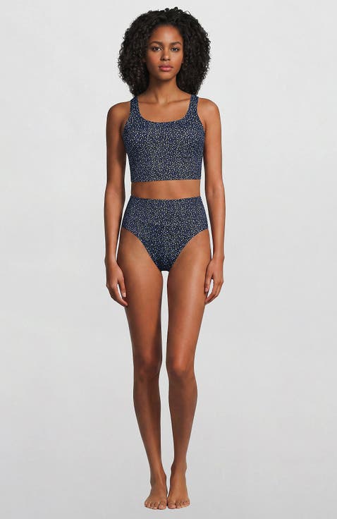 Tugless Tankini Top and High Waisted Bottom Swimsuit Set