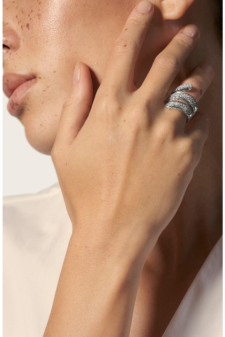 Classic Chain Pavé Diamond Wrap Ring, Alternate, color, SILVER/ DIAMOND