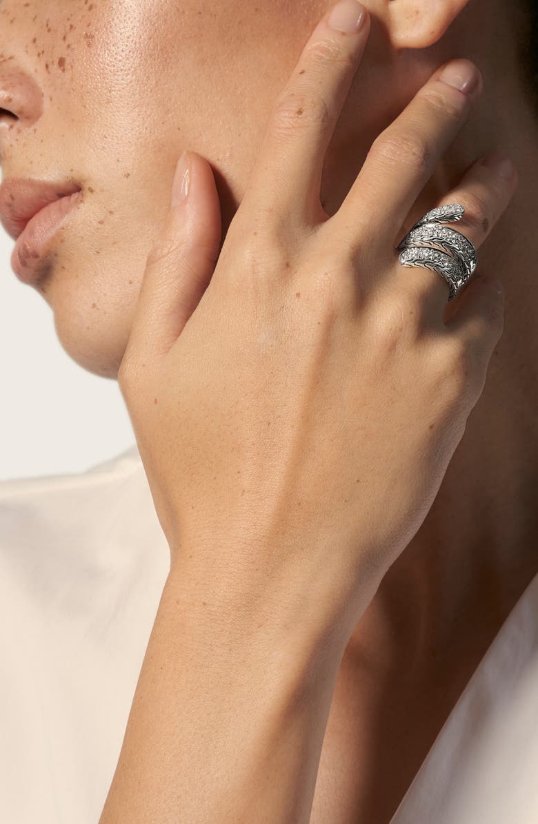John Hardy Classic Chain Pavé Diamond Wrap Ring, Alternate, color,