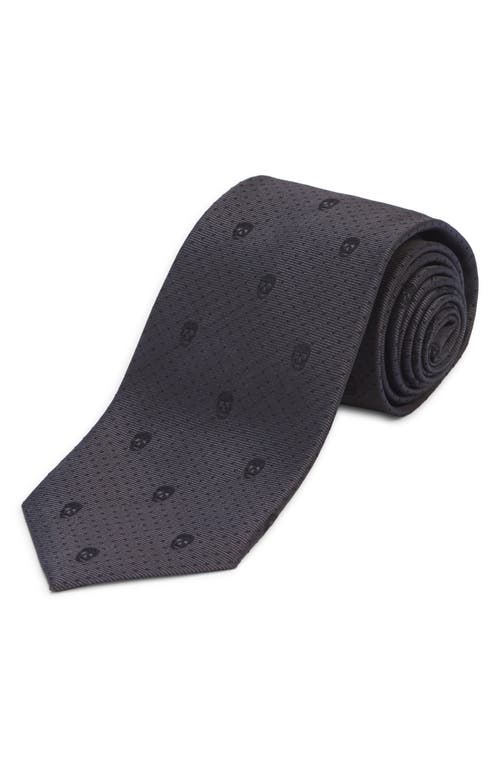 Alexander Mcqueen Skull Silk Tie In Black