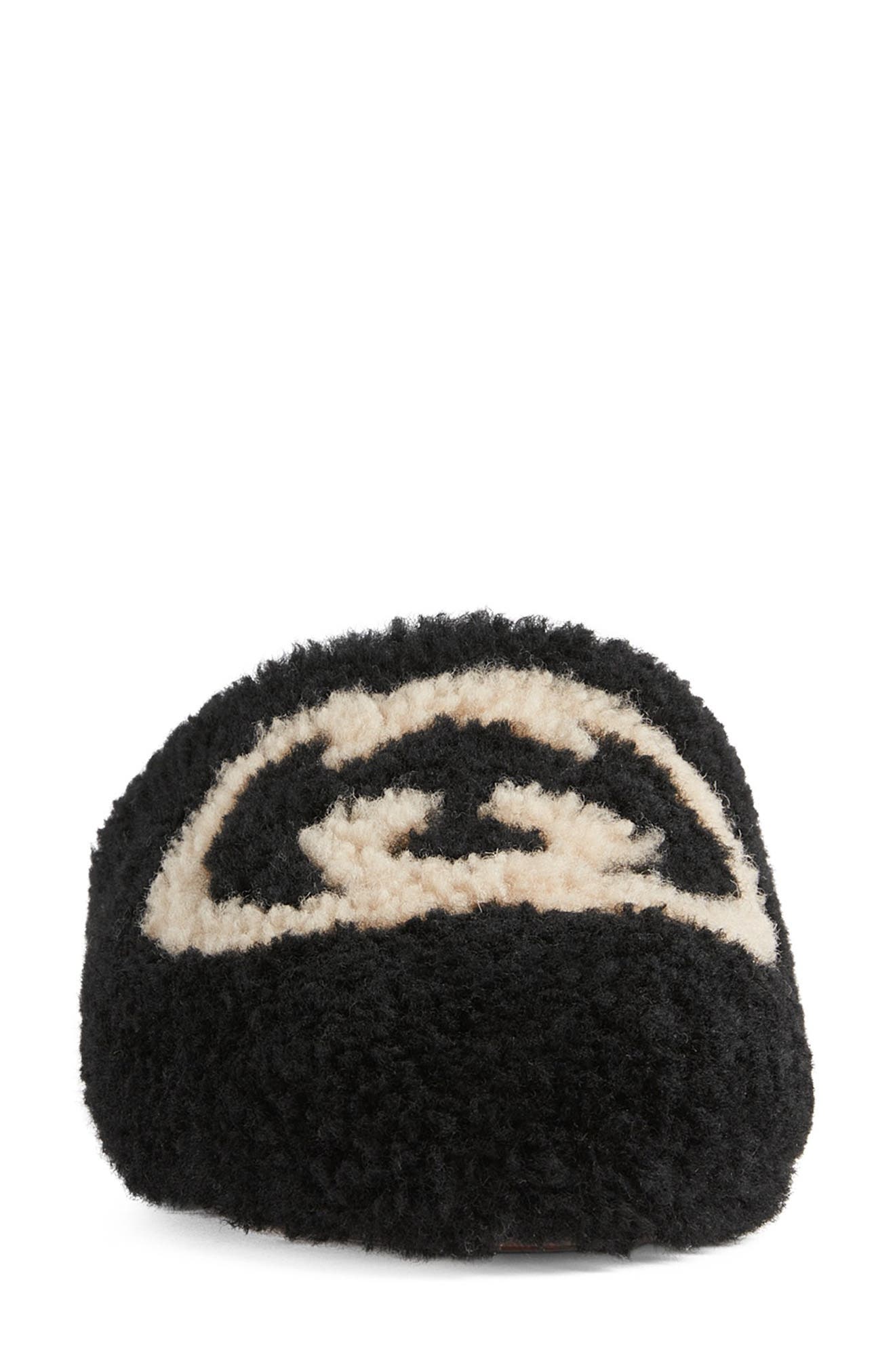 Gucci Eileen Logo Faux Shearling Slipper, Alternate, color, 