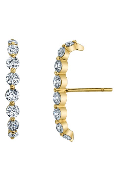 18k Gold Diamond Ear Crawler Earrings