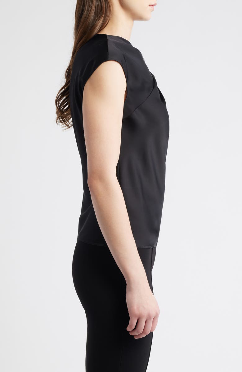 Theory Satin Twist Neck Top, Alternate, color, Black - 001