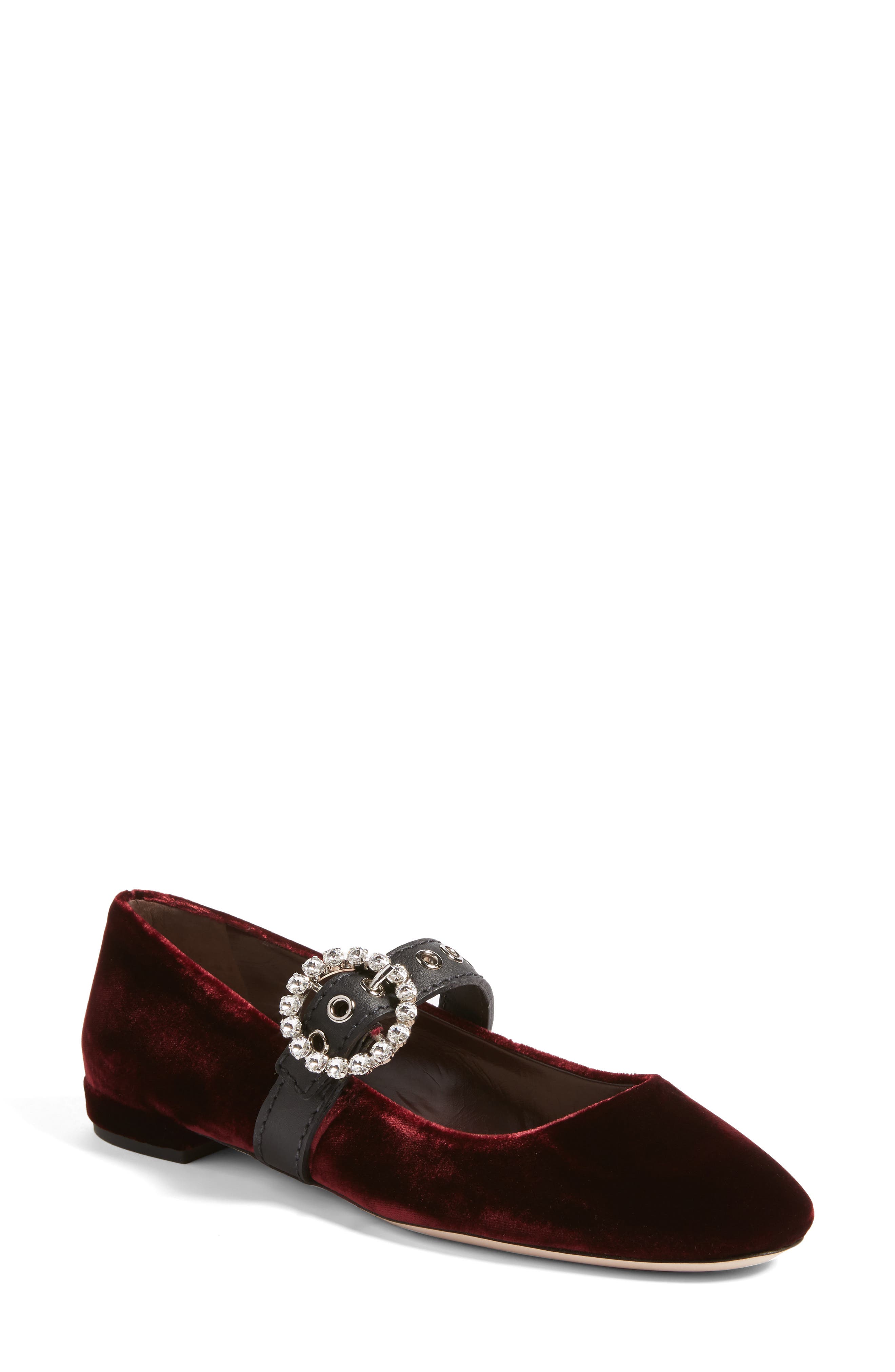 Buckle Ballet Flat, Main, color, BURGUNDY