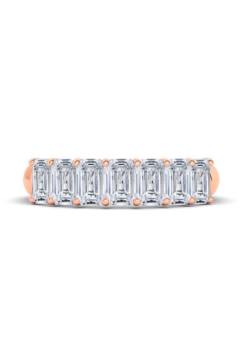 Half Emerald Cut Lab Created Diamond 18K Gold Eternity Ring, Alternate, color, ROSE GOLD