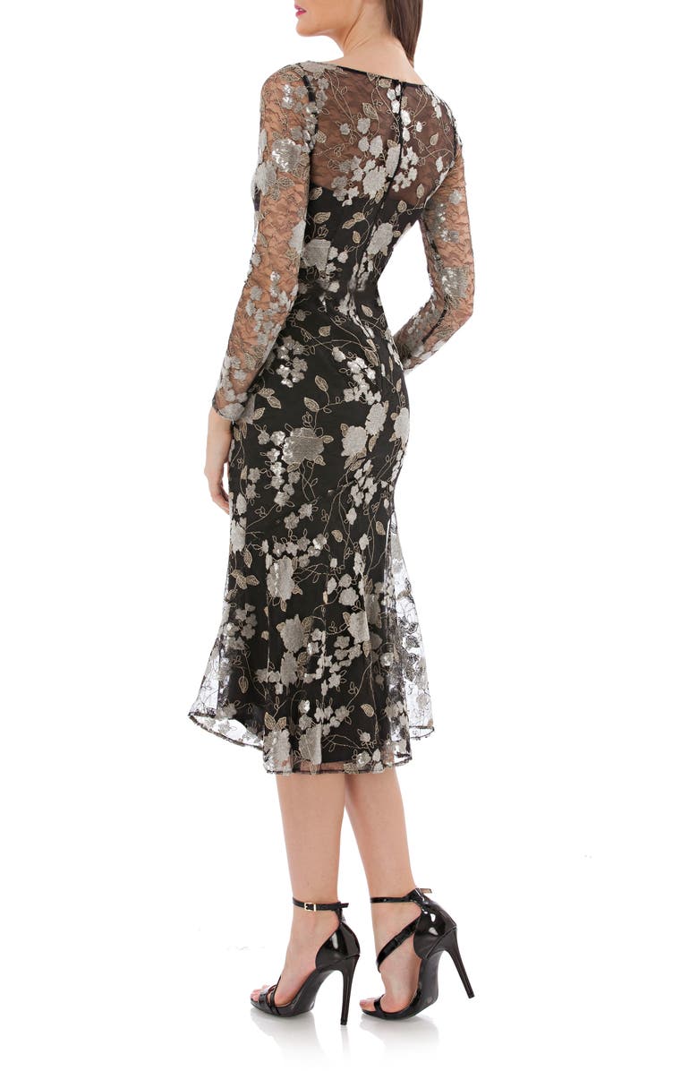 Carmen Marc Valvo Infusion Sequin Mesh Midi Dress, Alternate, color,