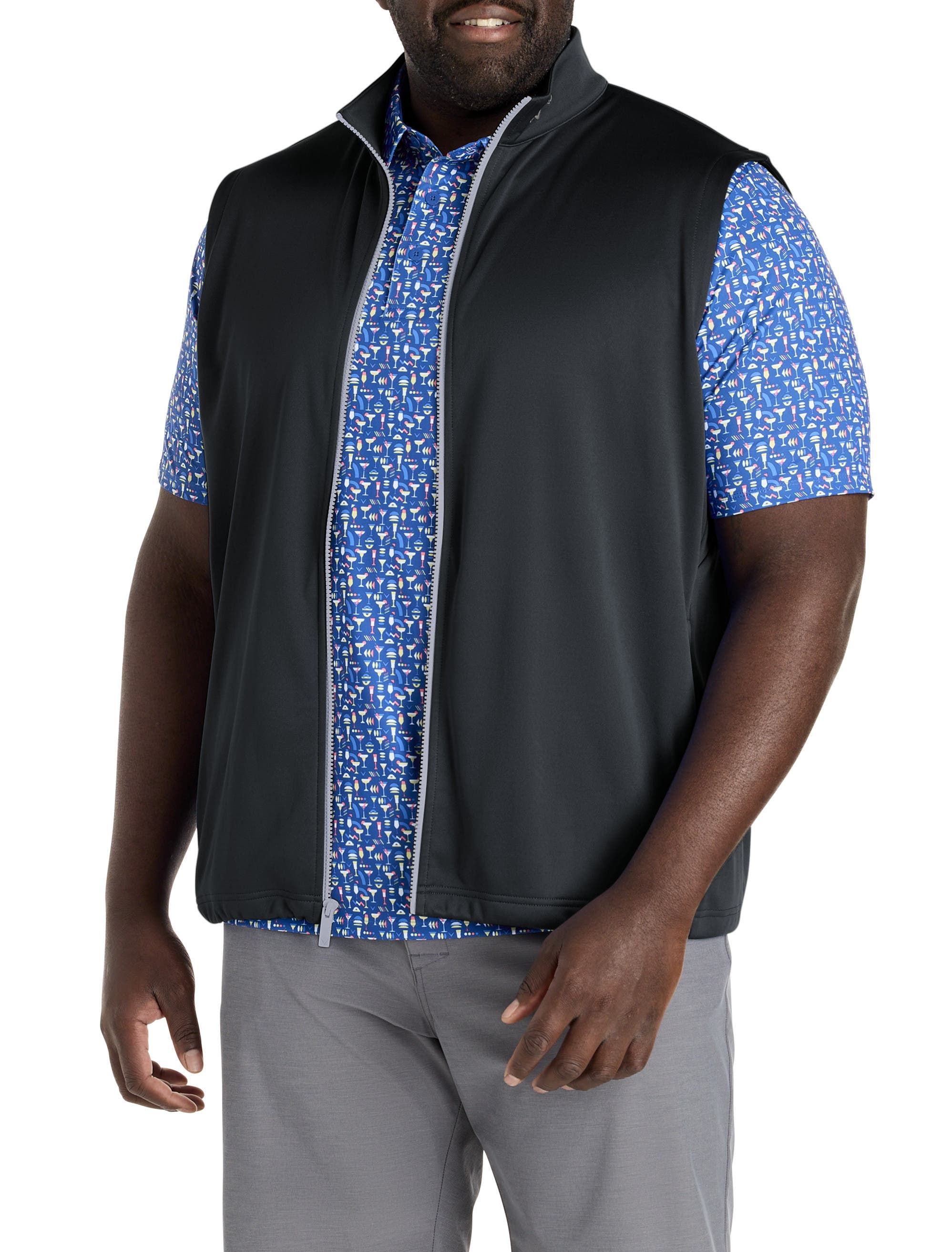 Callaway Big & Tall Zip-Front Fleece Vest in Caviar 