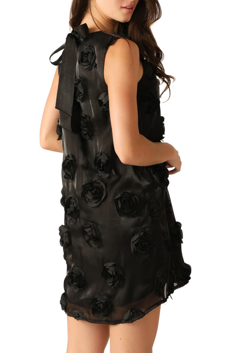 FLYING TOMATO Rosette Appliqué Minidress, Alternate, color, Black