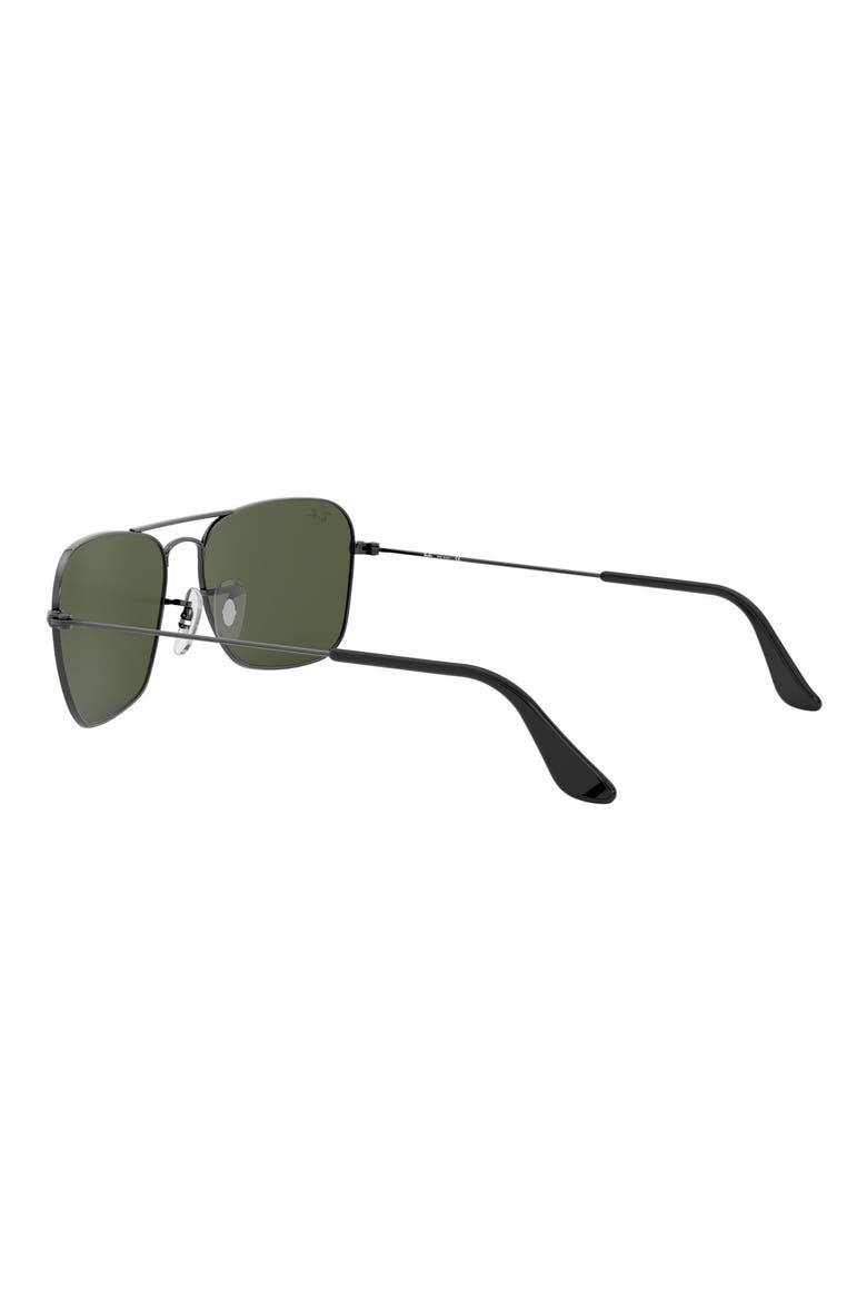 58mm Rectangle Aviator Sunglasses, Alternate, color, GUNMETAL/ CRYSTAL GREEN