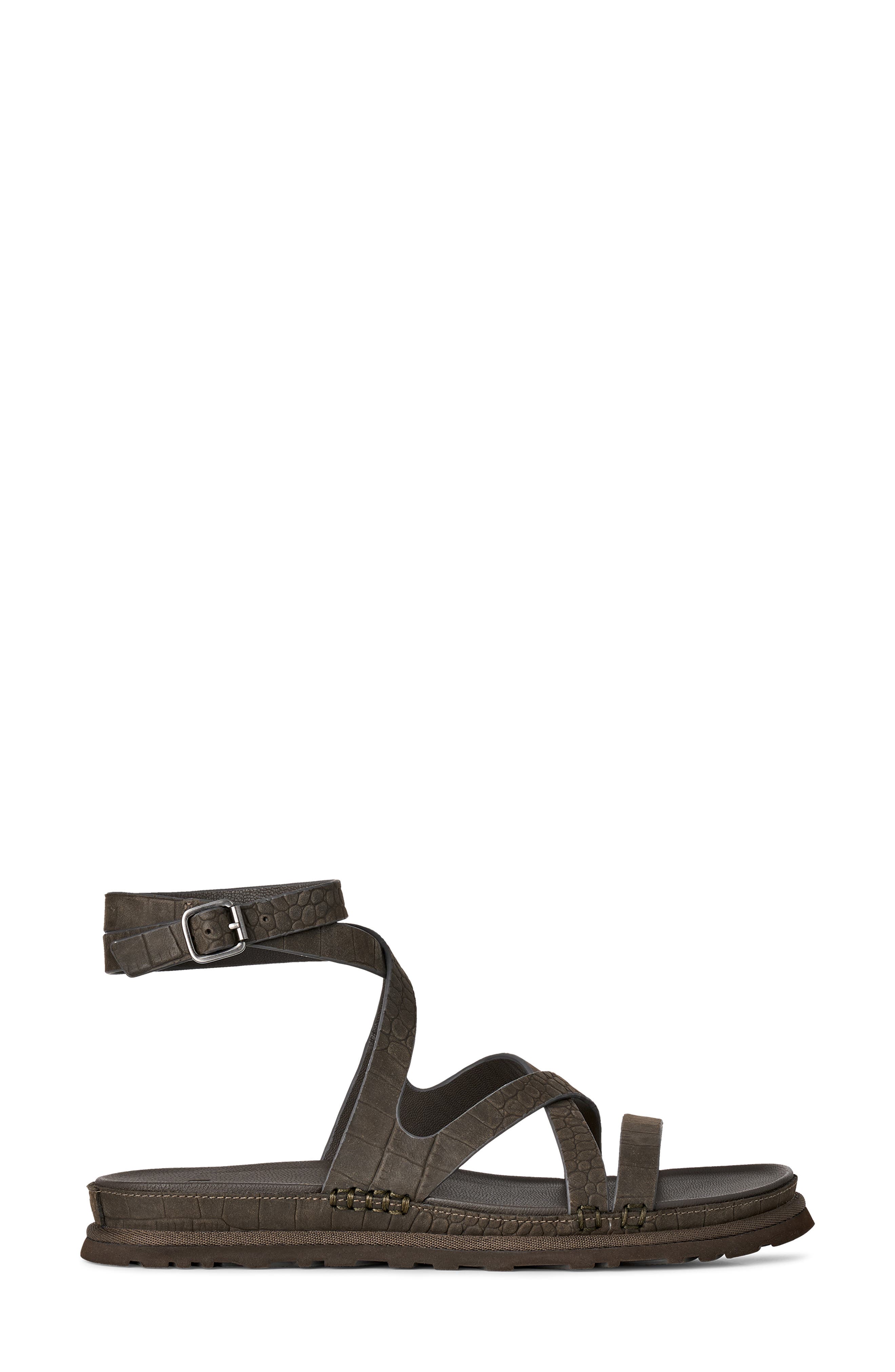 UGG<sup>®</sup> GoldenGaze Embossed Ankle Wrap Sandal, Alternate, color, Dense Smoke
