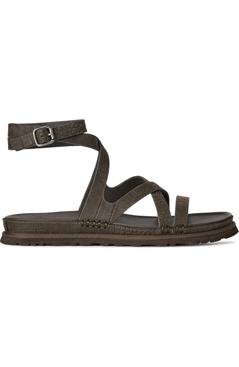 UGG<sup>®</sup> GoldenGaze Embossed Ankle Wrap Sandal, Alternate, color, Dense Smoke