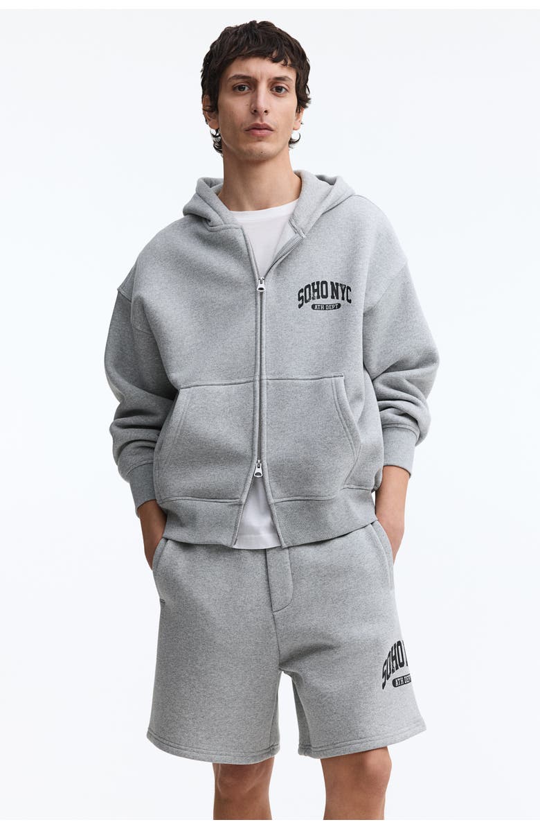 H&M Relaxed Fit Shorts, Alternate, color, Light Gray Melange/Soho Nyc