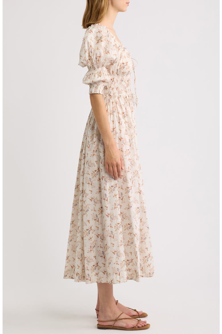 Ischia Floral Organic Cotton Midi Dress, Alternate, color, CREME WINDSWEPT MEADOW
