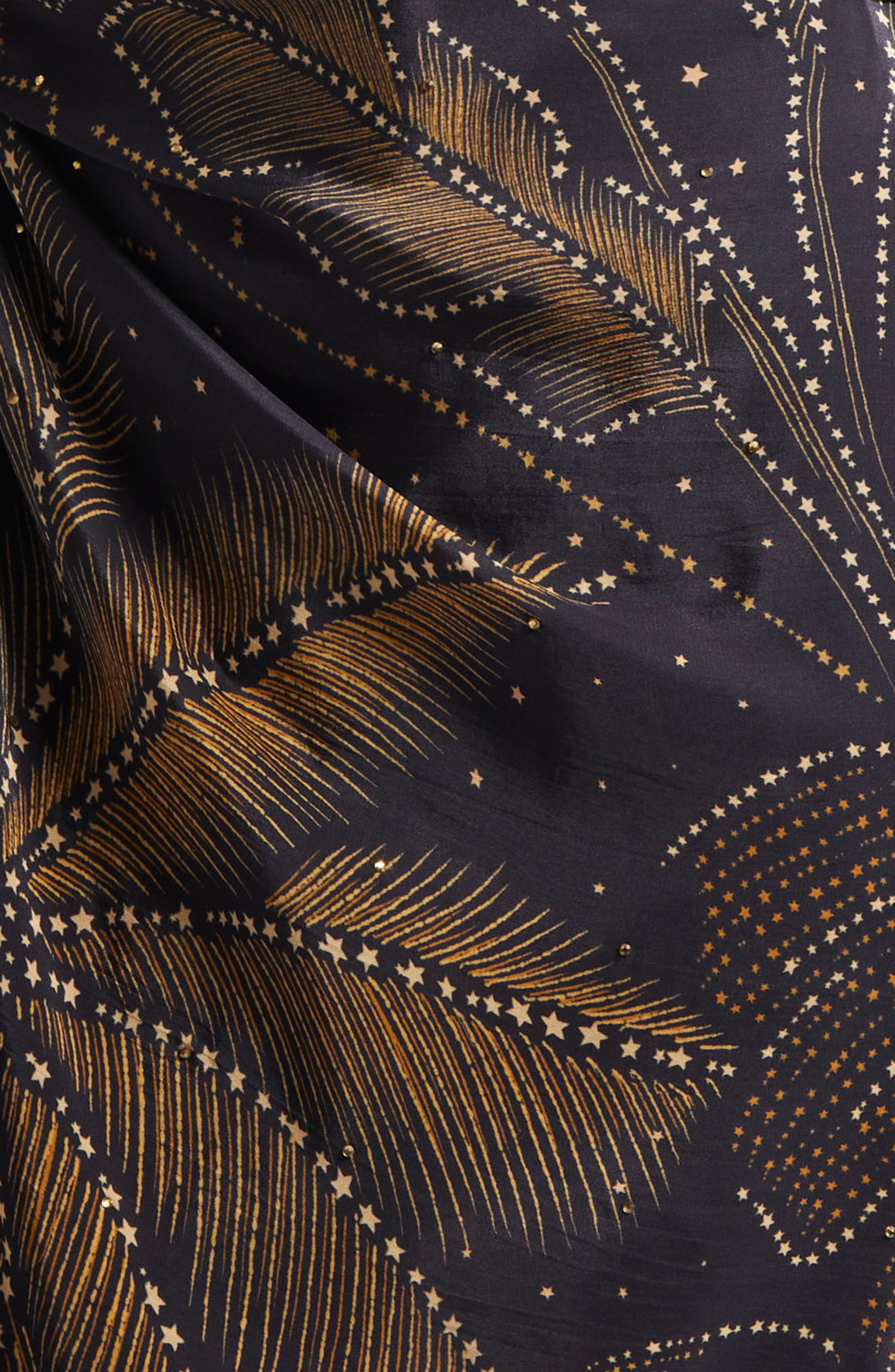 black golden foliage mini dress Golden Foliage Long Sleeve Wrap Minidress (Women)