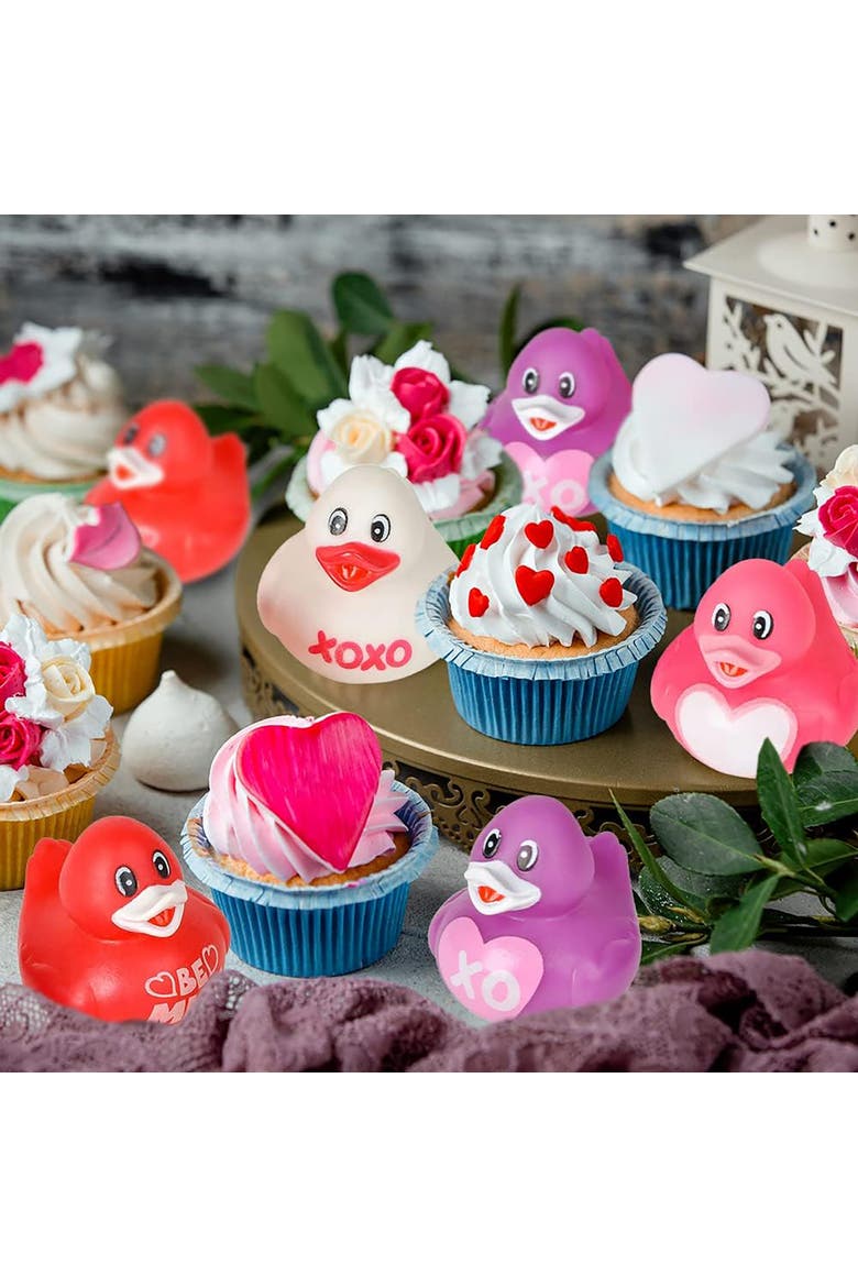 Valentine's Day Rubber Duckies 12 Pack, Love Themed Bath Toys, Alternate, color, Multicolored