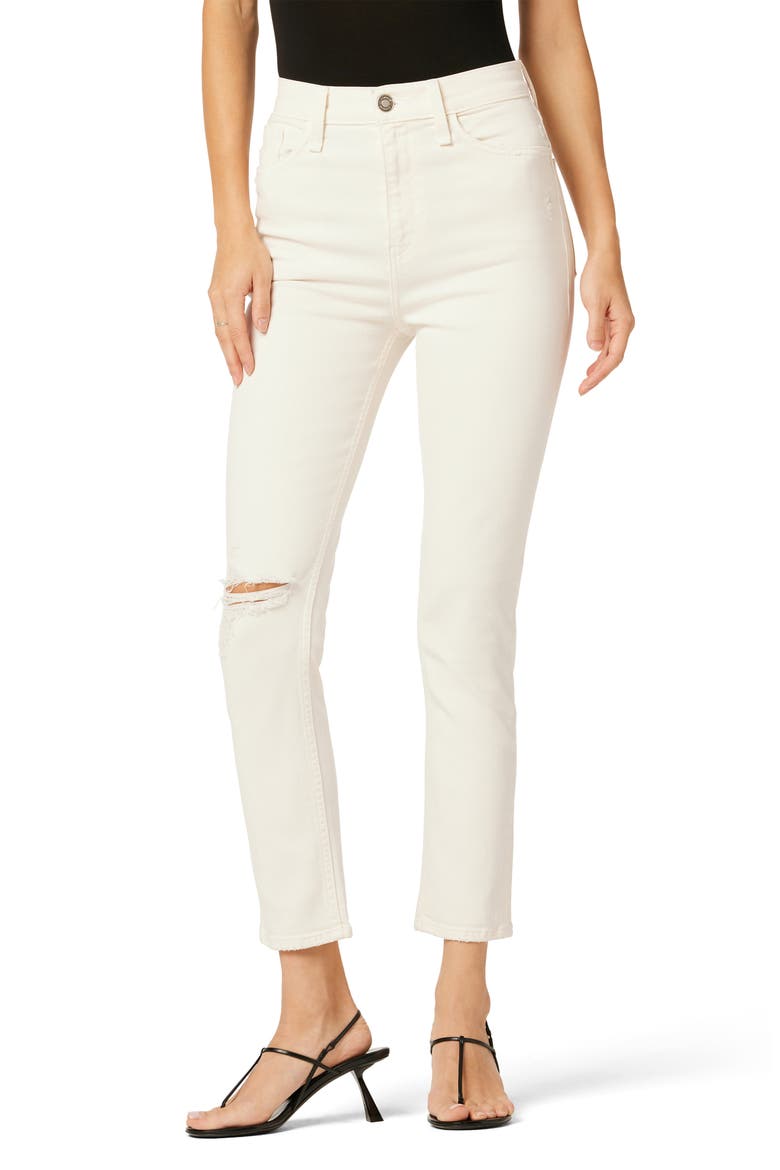 Harlow Ultrahigh Waist Ankle Cigarette Jeans, Main, color, DESTRUCTED ECRU