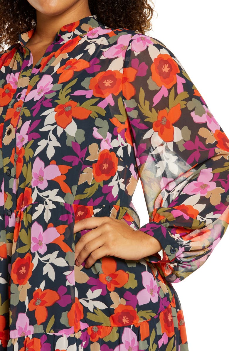 Maggy London Bold Floral Long Sleeve Shirtdress, Alternate, color, 