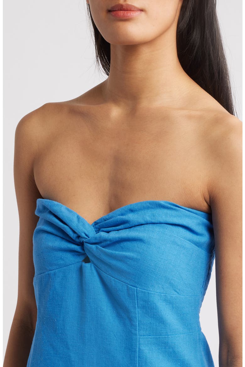 Elia Linen Blend Strapless Dress, Alternate, color, LAPIS BLUE