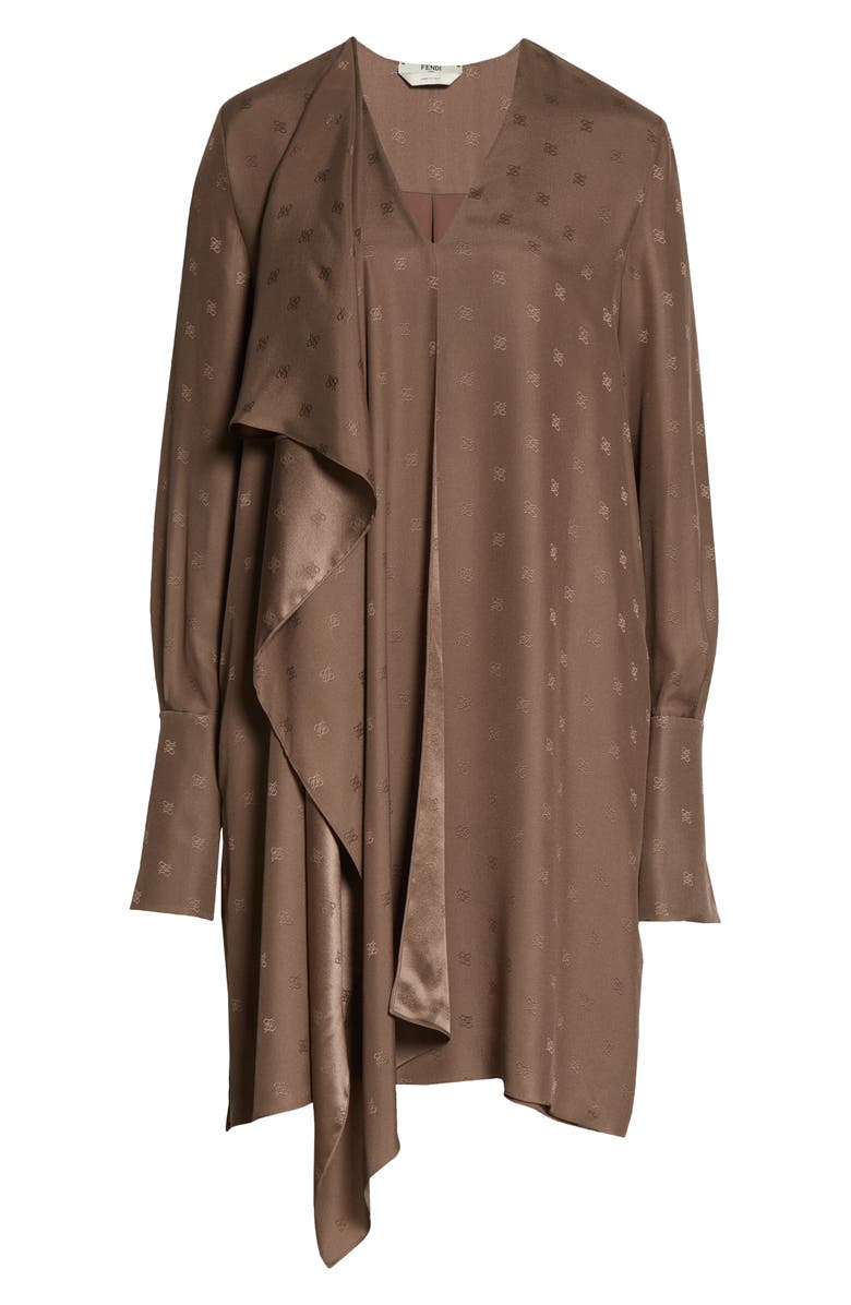 Fendi Karligraphy Asymmetic Panel Crêpe de Chine Dress, Alternate, color,