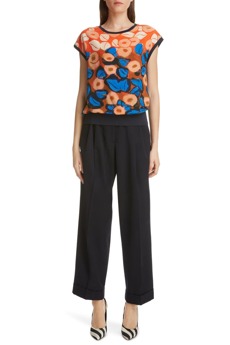 Floral Print Top, Alternate, color, 353-ORANGE