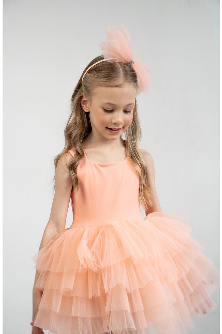 Sunset Sleeveless Fluffy Tutu Dress, Alternate, color, Salmon Sunset