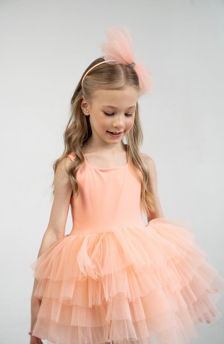 Mini Celebrities Sunset Sleeveless Fluffy Tutu Dress, Alternate, color, Salmon Sunset
