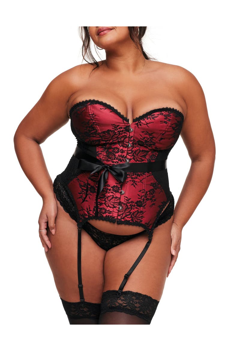 Jasmine Boned Corset & Thong Set, Main, color, Black
