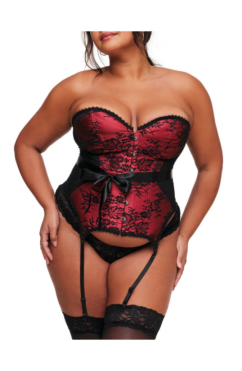 Adore Me Jasmine Boned Corset & Thong Set, Main, color, Black