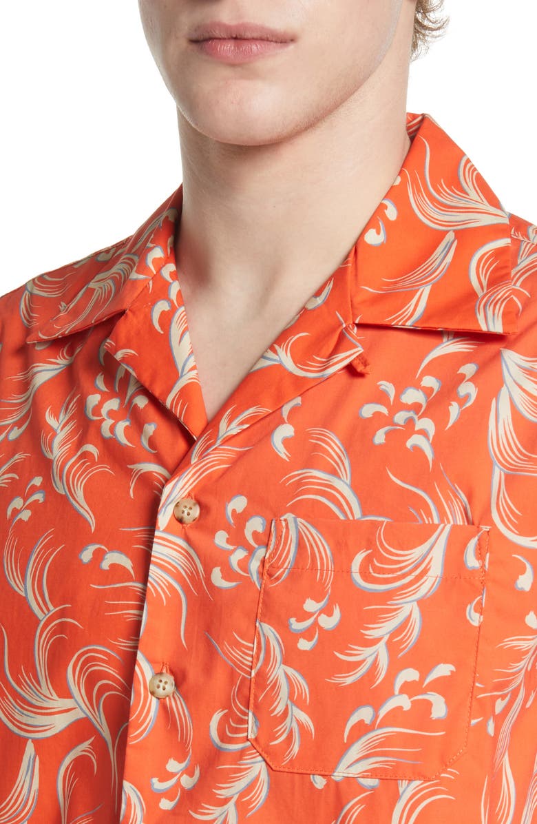 John Elliott Short Sleeve Cotton Button-Up Camp Shirt, Alternate, color, 