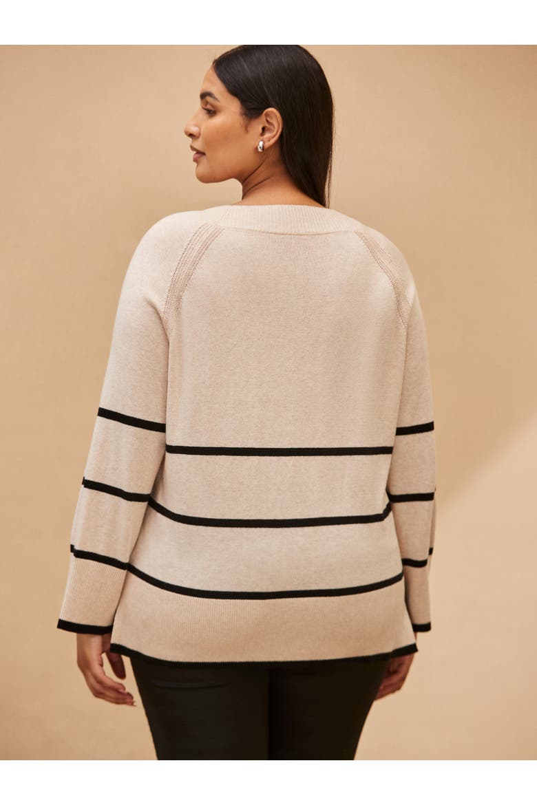 Striped V-Neck Jumper, Alternate, color, Cream