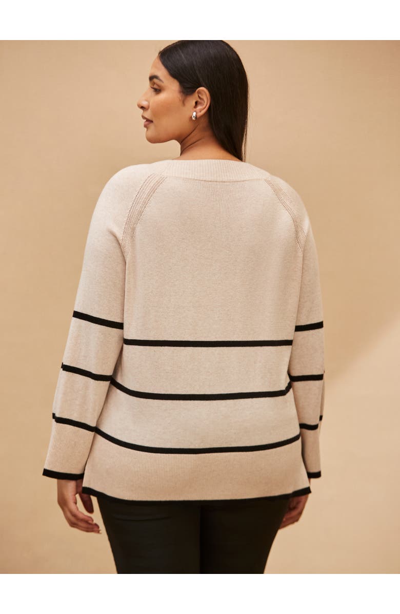 Live Unlimited Striped V-Neck Jumper, Alternate, color, Cream