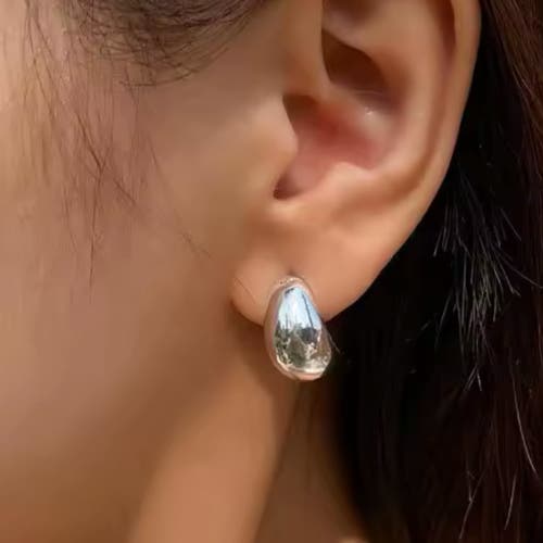 Hollywood Sensation Dome Huggie Teardrop Earrings In Silver