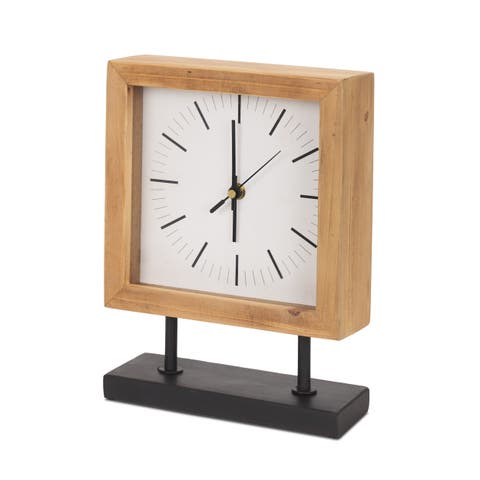 Renaya Wood w/ Metal Base Table Clock