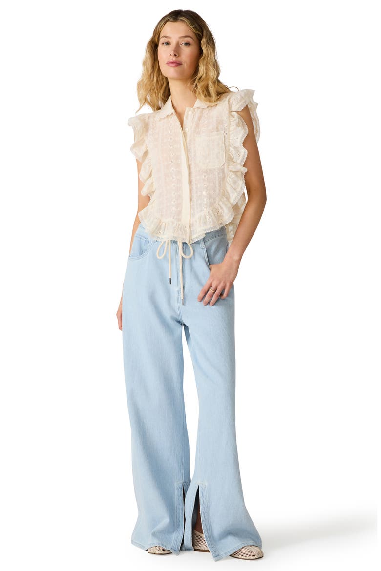 Maycen Drawstring Jeans, Alternate, color, FADED BLUE