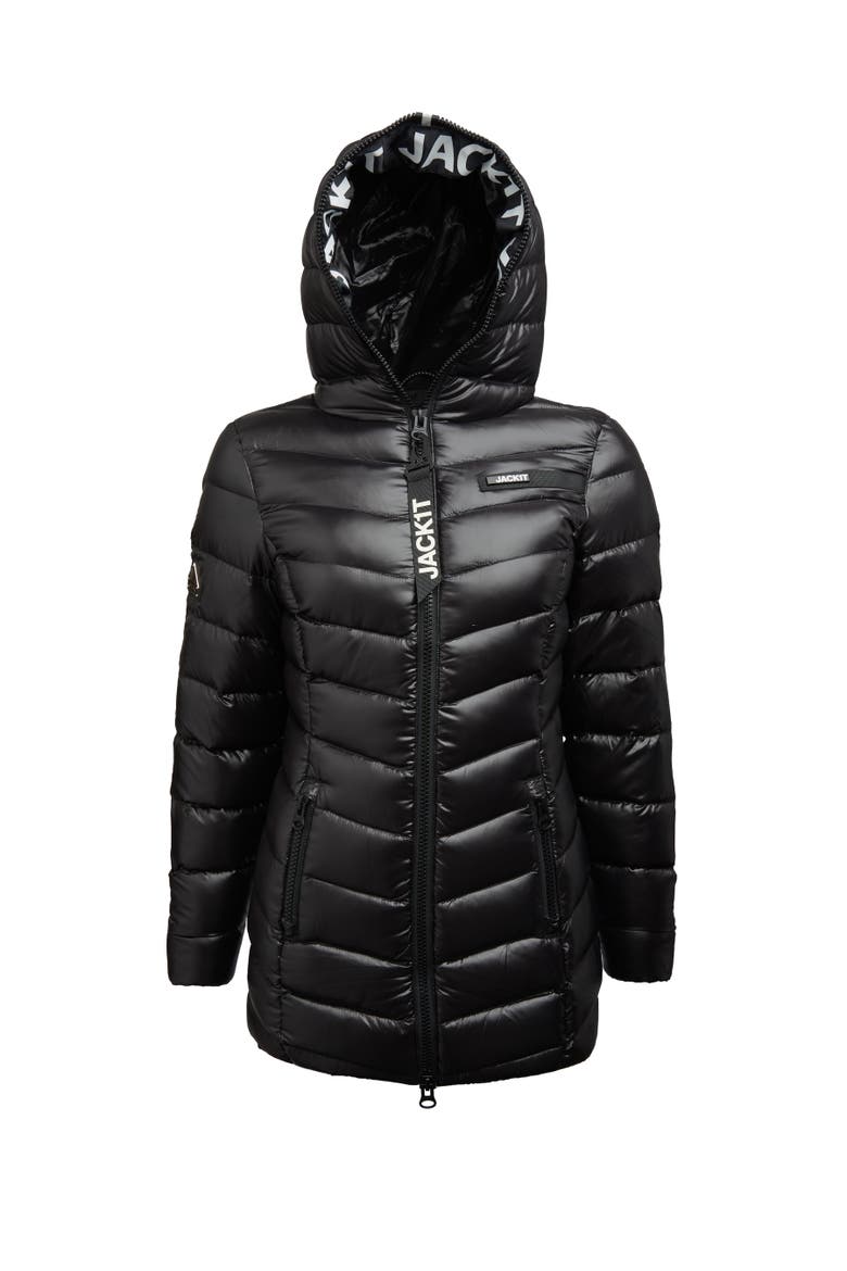 Hooded Down Coat Jacket, Alternate, color, Black
