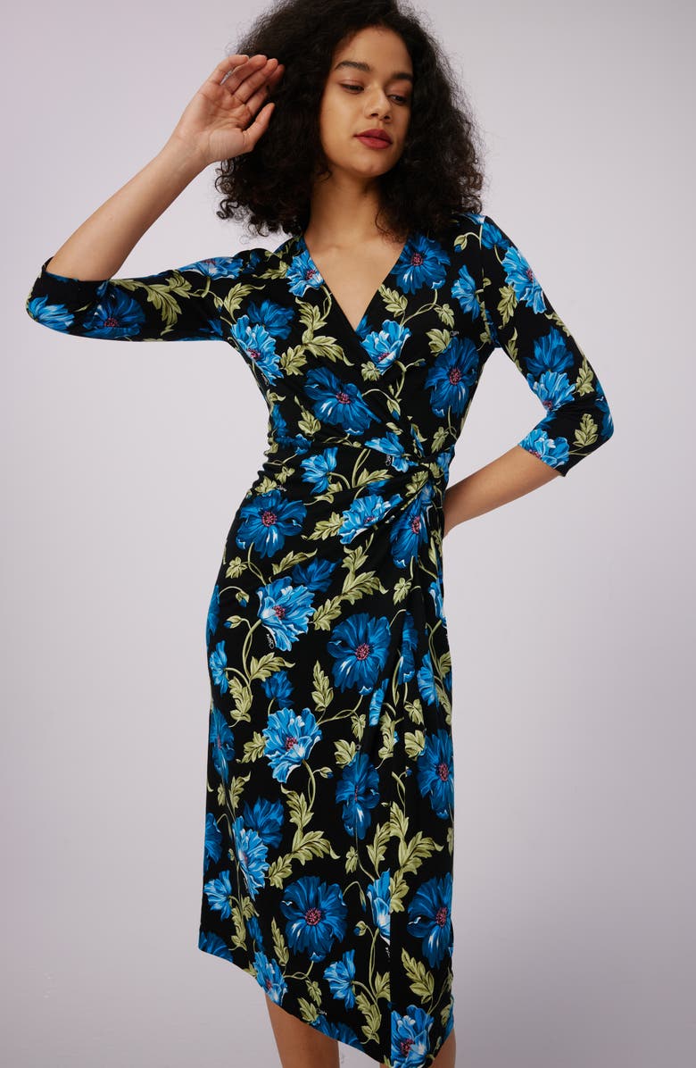 DVF Borris Floral Faux Wrap Dress, Alternate, color, 