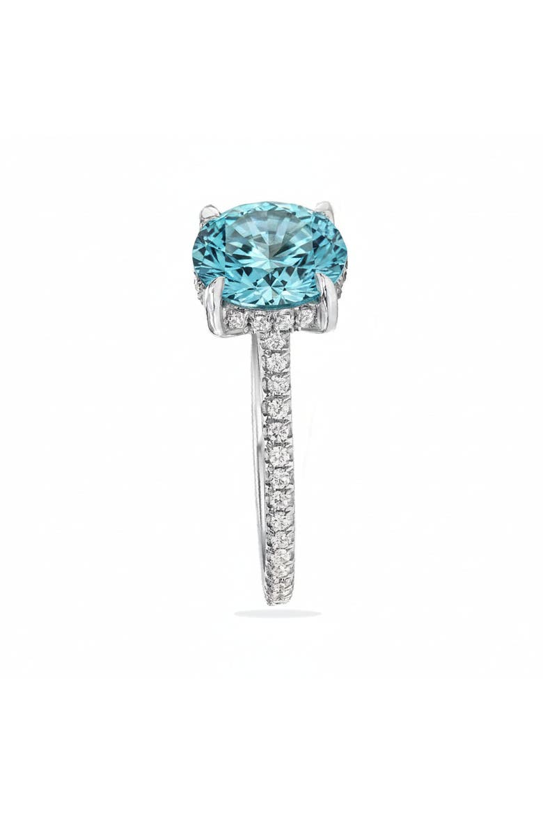 Round Lab Aquamarine & Diamond Solitaire Ring 14K, Alternate, color, 2.82ct/White Gold